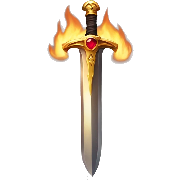 Flaming gold sword with ruby hilt  emoji