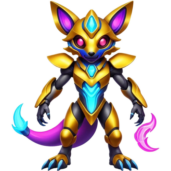 modern futuristic colorful neon-colored Fakémon-Protogen-creature (full body) emoji