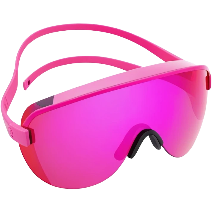 sporty pink shield visor sunglasses with neon pink one-piece lens, athletic futuristic design emoji