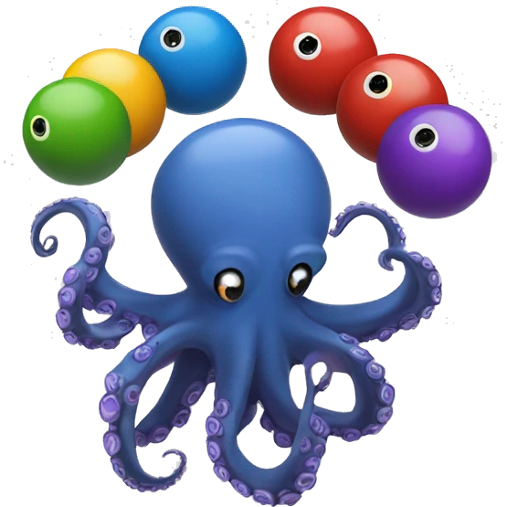 octopus juggling 8 bowling balls emoji