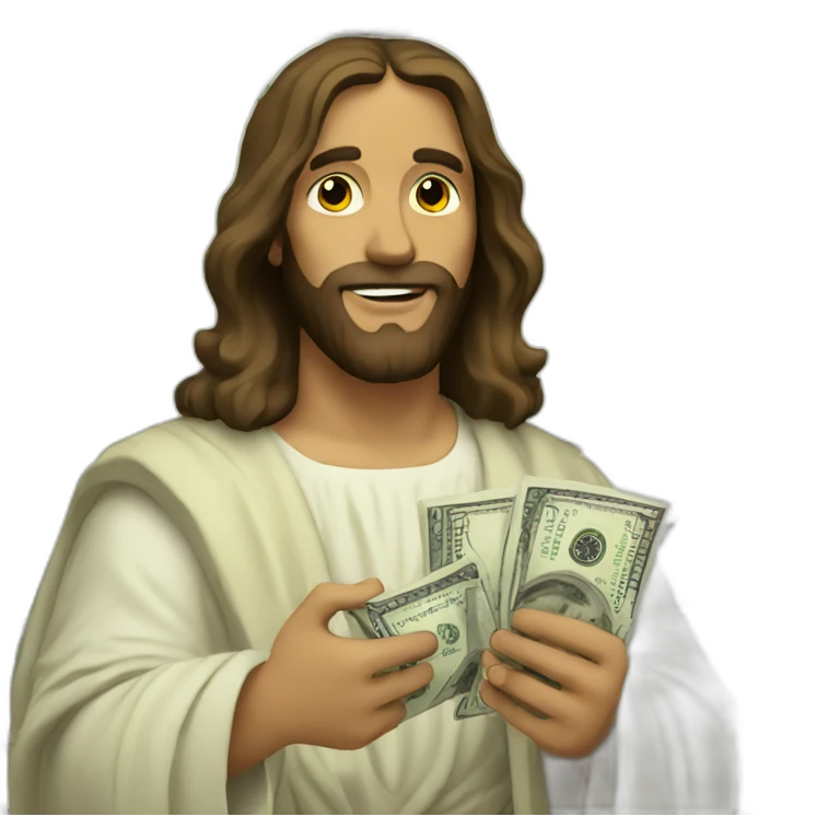 jesus holding dollars emoji