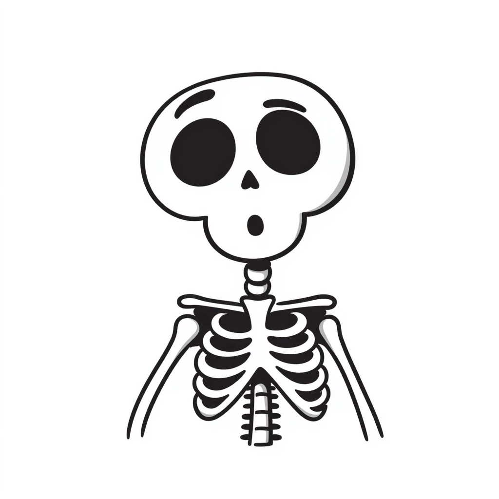 skeleton in shock, hand drawn doodle style emoji