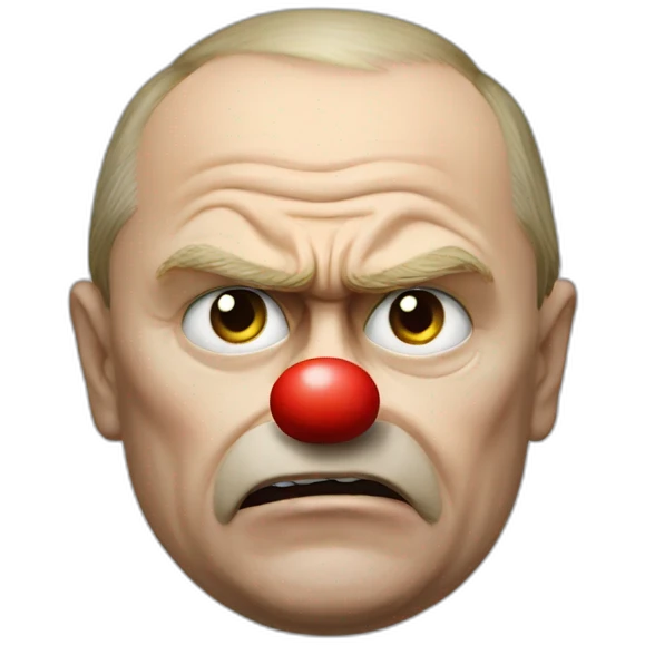angry putin with a clown's nose emoji