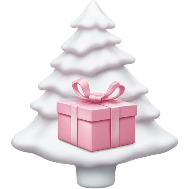 Light pink Christmas gifts under a white Christmas tree  emoji
