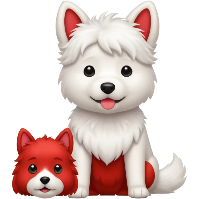 White dog and red dog together  emoji