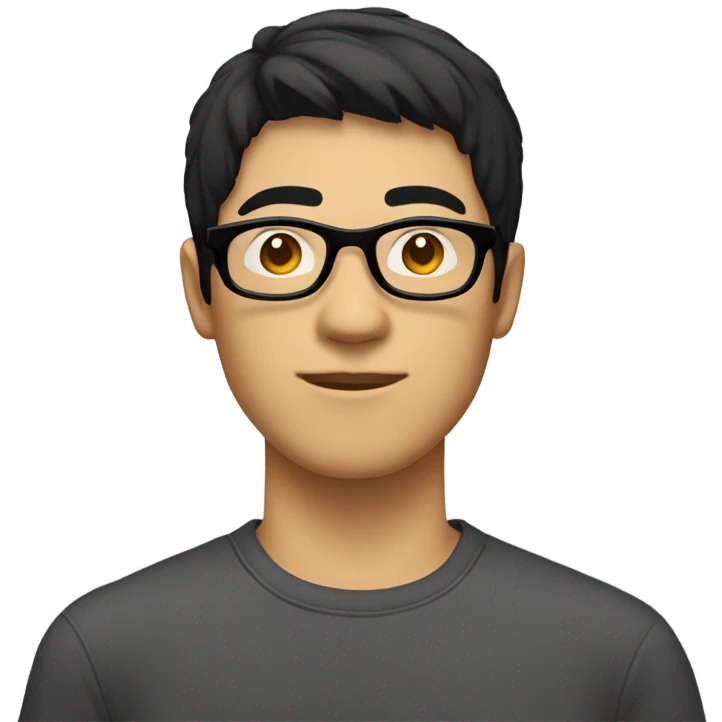 programmer, student, asian, black hair, black eyes, male, round face, sunglasses (non-transparent) emoji