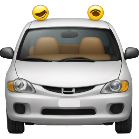 Car avec un fer à repasser tenu en l’air à côté de son oreille  emoji