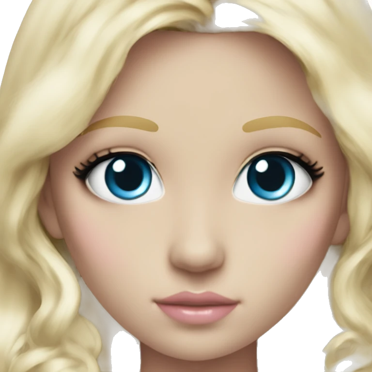 ocean blue doll eyes, blonde hair, feminine, pink, girl, angelic emoji