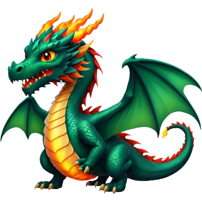 Huge dragon with fiery breath and wings emoji