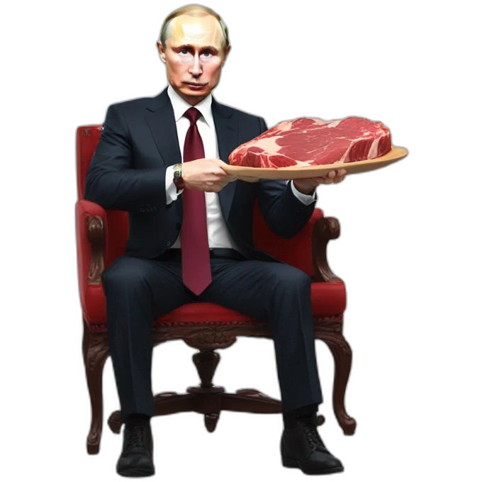 vladimir putin holding meat cube bleed heelchair emoji