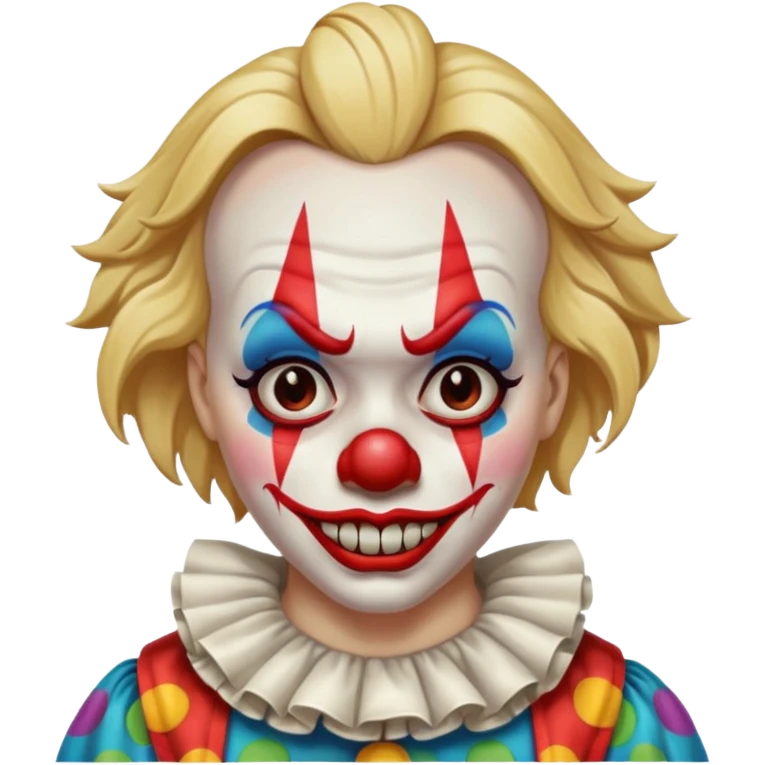 Creepy clown with dirty blonde hair emoji