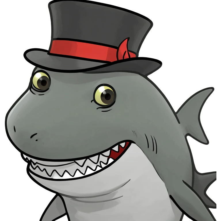 Shark with a top hat emoji