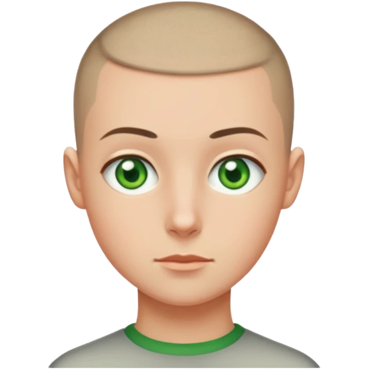 Buzz cut, green eyes emoji