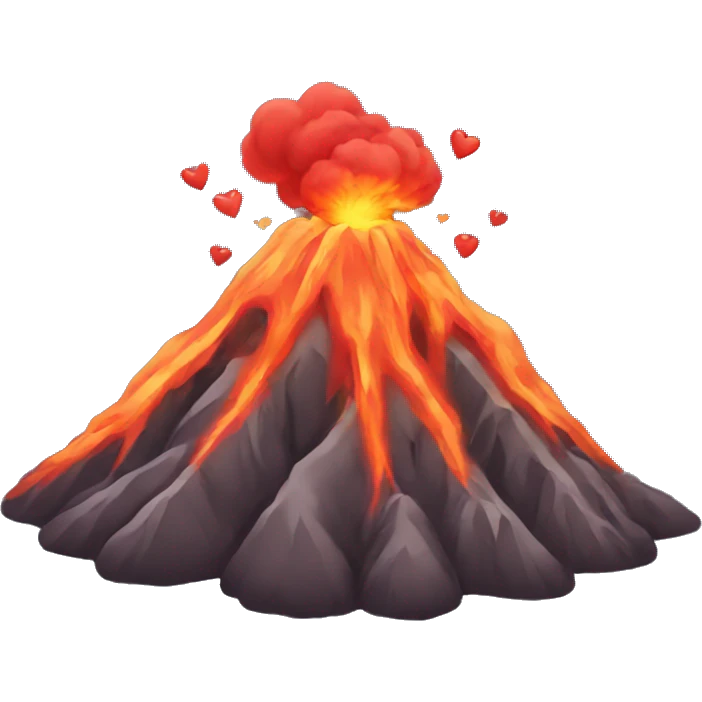 volcano erupting hearts  emoji