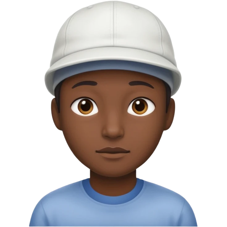 This is a cartoon-style avatar of a person with dark skin, wearing a white cap, and showing a neutral expression emoji