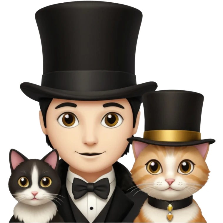 magician couple and their pet cat emoji