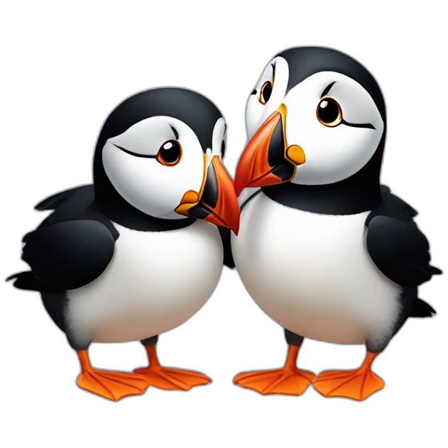 Two cuddling puffins emoji