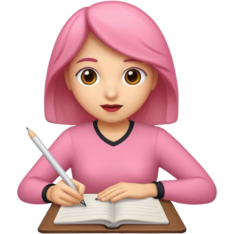 rosa escribiendo pensando emoji
