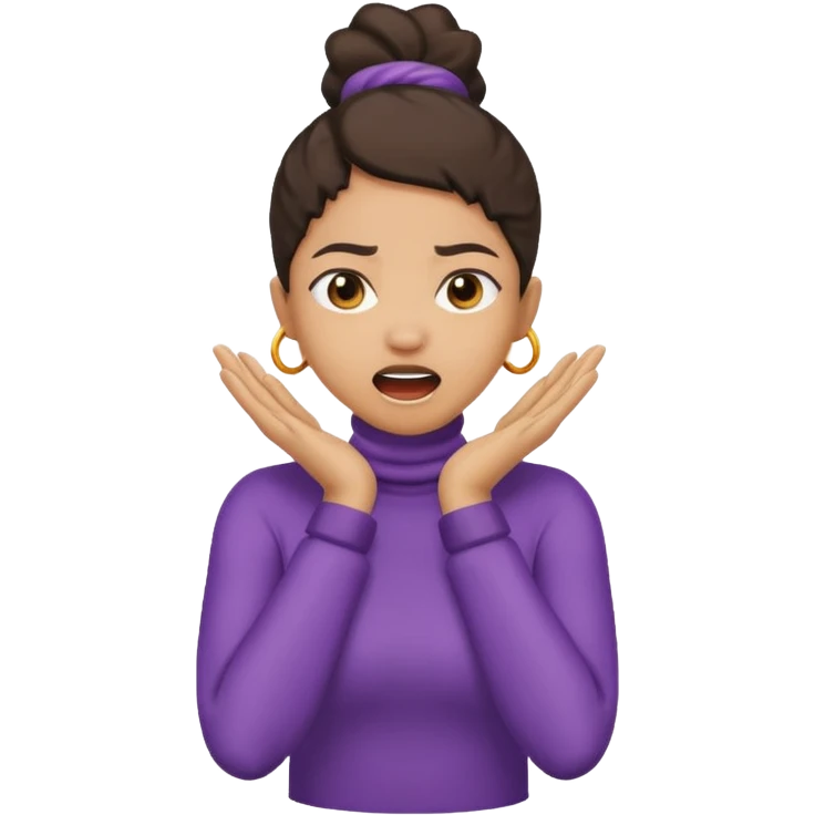lightskin girl crossed arms holding neck while yelling emoji