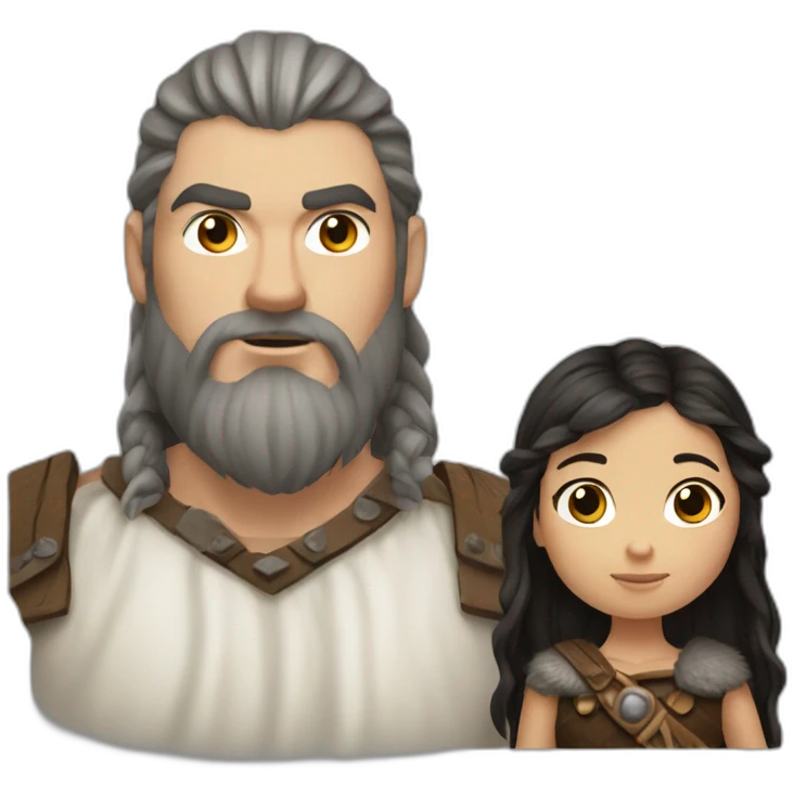 Viking and girl white dark hair emoji