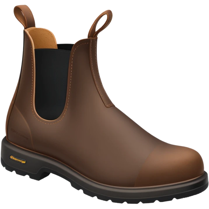 Blundstone boot side view brown leather black elastic panel simple bold emoji