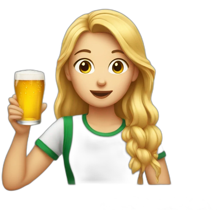 girl drinking beer and eating pizza emoji