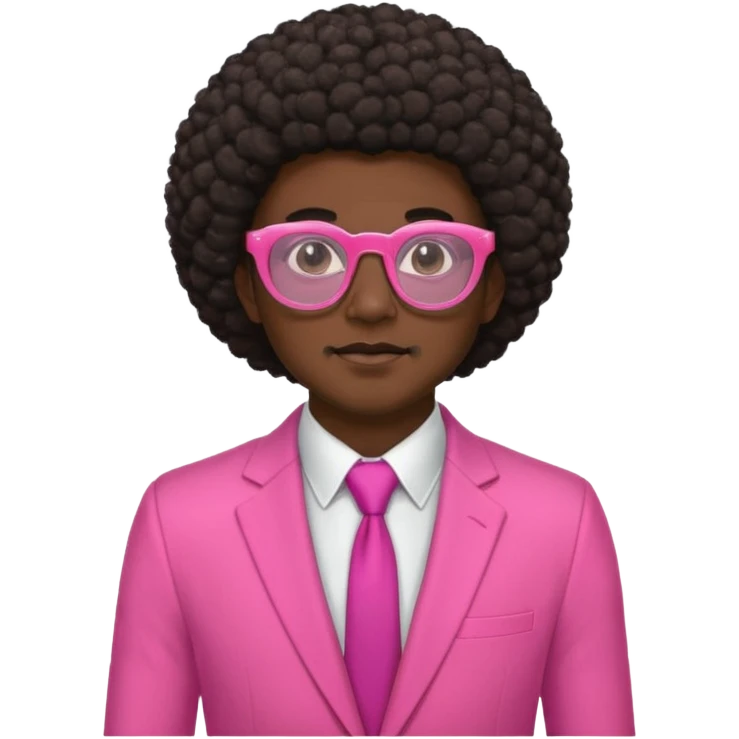 afro hair man pink suit pink glasses emoji