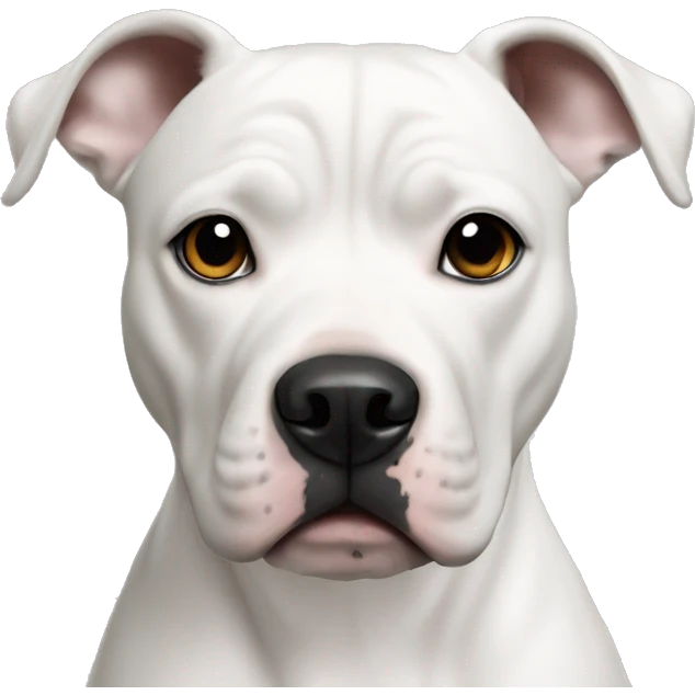 White pit bull with black ears, black nose  emoji