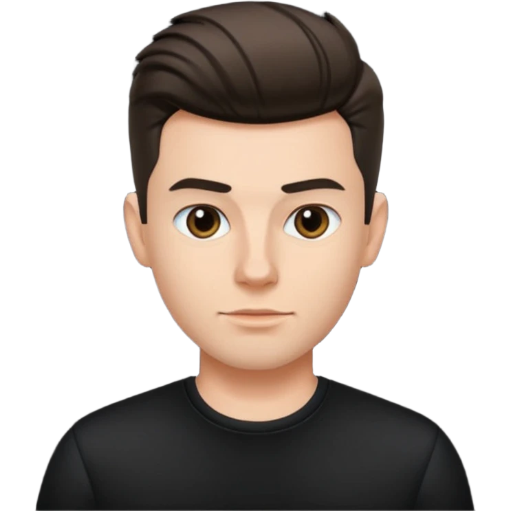 a guy with pompador haircut, clean look wearing black shirt emoji