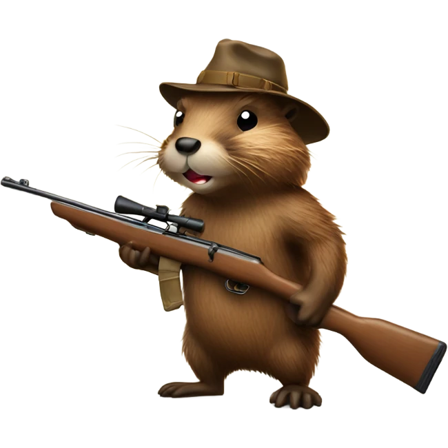 Beaver with hunting rifle emoji