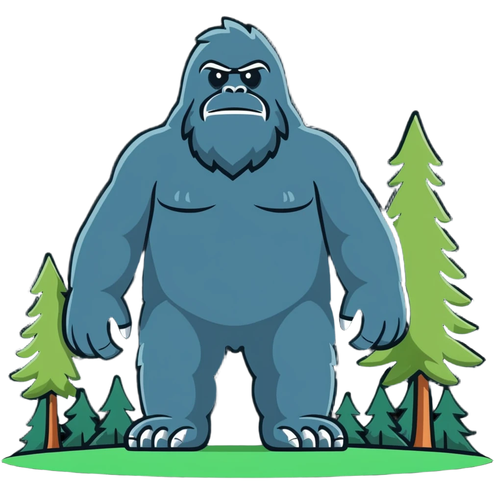 Bigfoot creature, sasquatch, mythical forest giant emoji