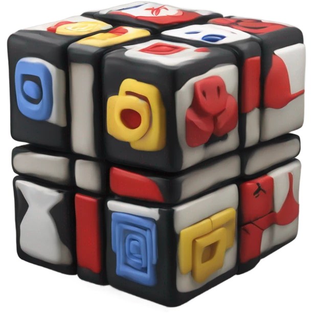 Rubix cube with uchiha clan symb emoji