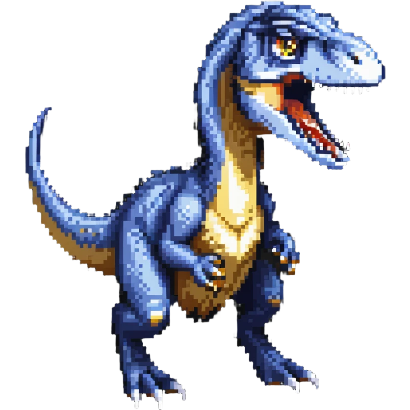 A fierce velociraptor dinosaur with sharp teeth and claws emoji
