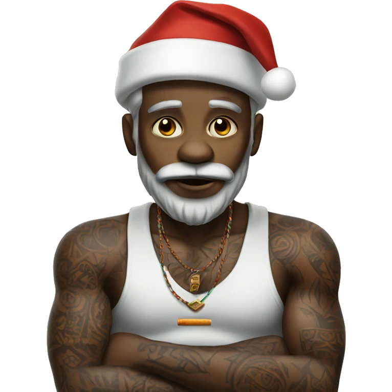 african american santa with tattoos and a cigarette  emoji