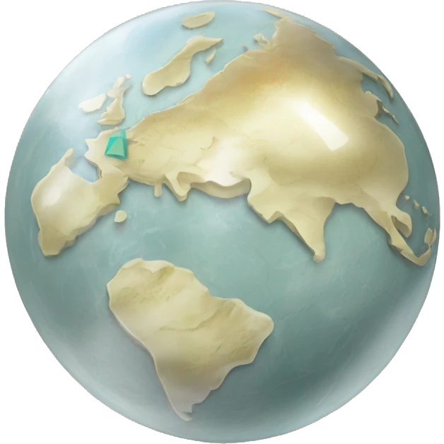 pearl stone with map of world etched onto the pearl emoji