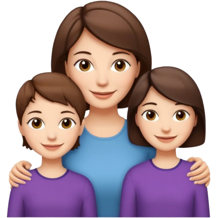 A mum with short hair and her two adult daughters emoji