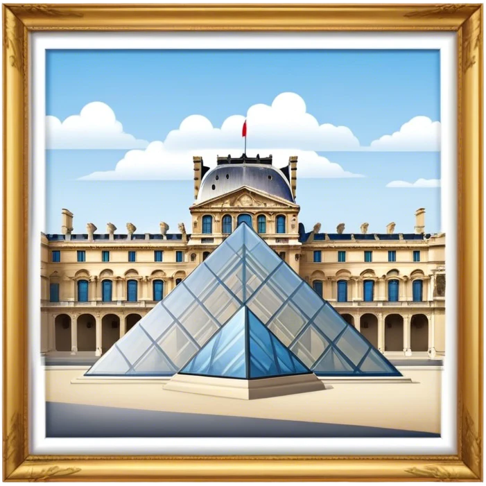 Louvre Museum Landmark Emoji – Showing the glass pyramid entrance with the historic palace in the background. emoji
