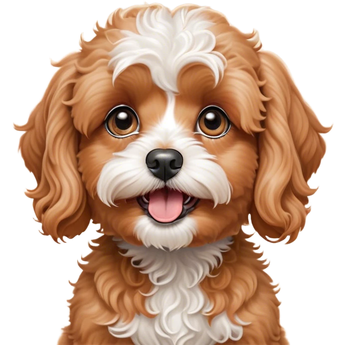 Cinematic Comical Apricot Cavoodle Portrait Emoji, Head tilted dramatically with an exaggeratedly shocked or offended expression, featuring a soft, curly apricot coat with charming white patches, wide, expressive brown eyes filled with exaggerated disbelief, Simplified yet hilariously expressive features, highly detailed, glowing with a slightly sassy glow, high shine, dramatic yet playful, stylized with an air of attitude, bright and endearing, soft glowing outline, capturing the essence of a sassy and over-the-top companion, so meme-worthy it feels like it could side-eye its way into internet fame instantly! emoji