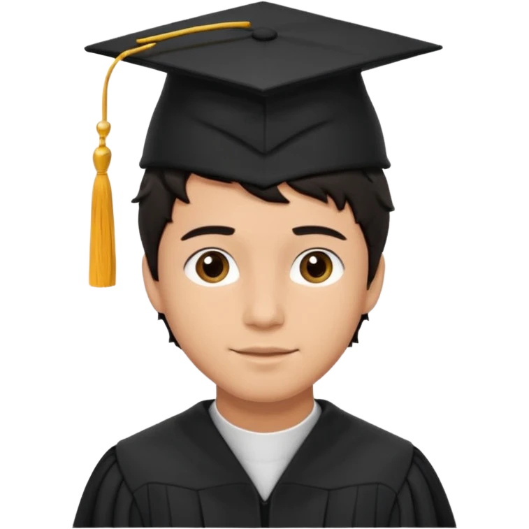 male graduate with tan skin, short wavy hair black emoji