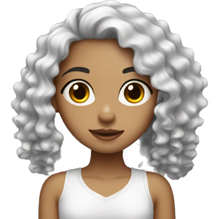 girl using lotion white skin and black long curly hair  emoji