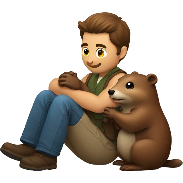 Man in love with a beaver emoji