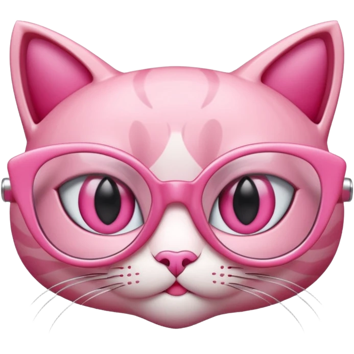 A 3D cartoon rose-pink cat-eye shaped spectacle, glossy curved frame, soft reflections, isolated on plain background. only glasses. emoji