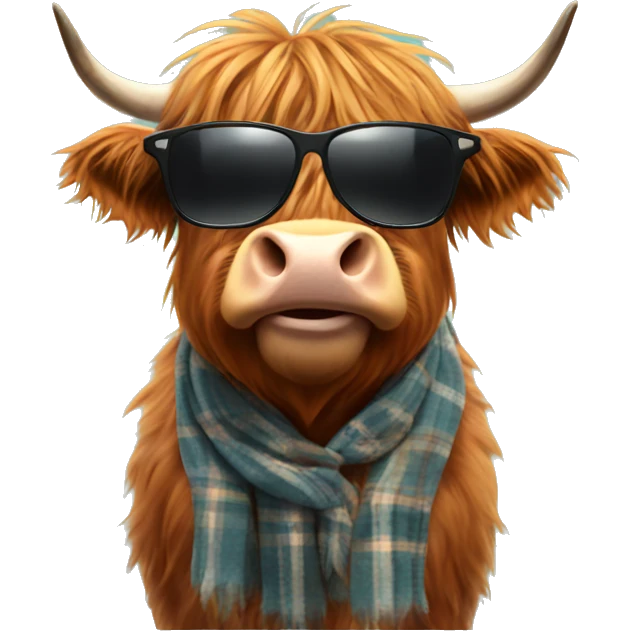 Highland cow wearing sunglasses emoji