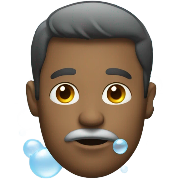 man with bubbles around his mouth emoji