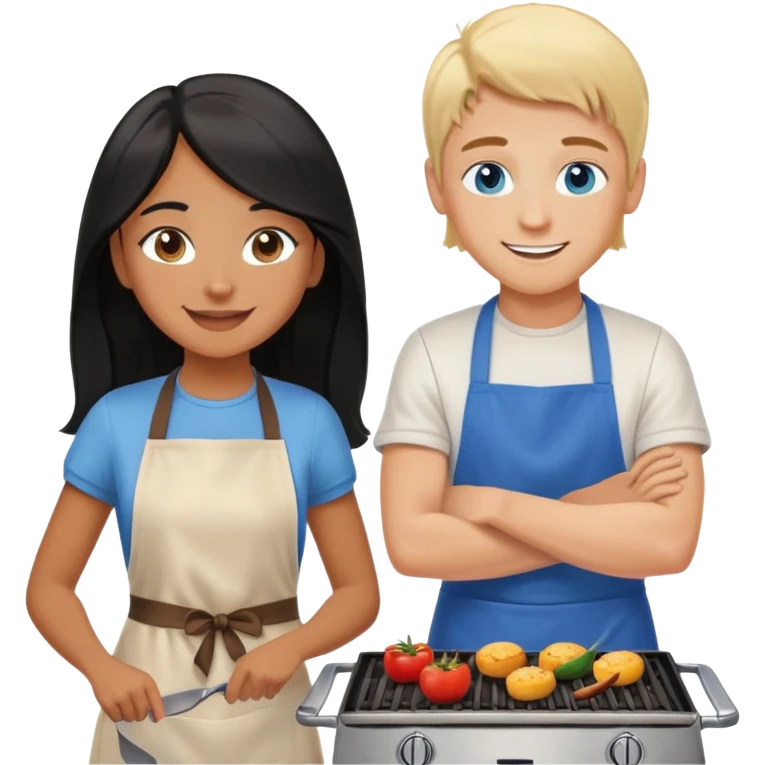 Brown girl in love blond boy grilling emoji