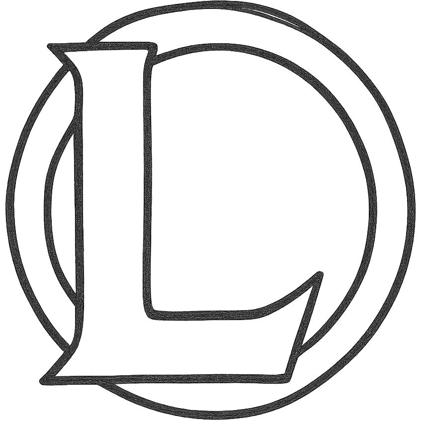 hand-drawn outlined League of Legends logo icon emoji