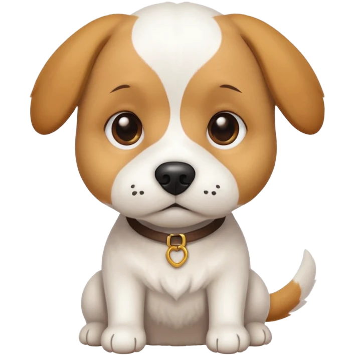 a white beagle x maltese x chi dog the size of a kelpie with light brown ears and a light brown patch on one eye emoji