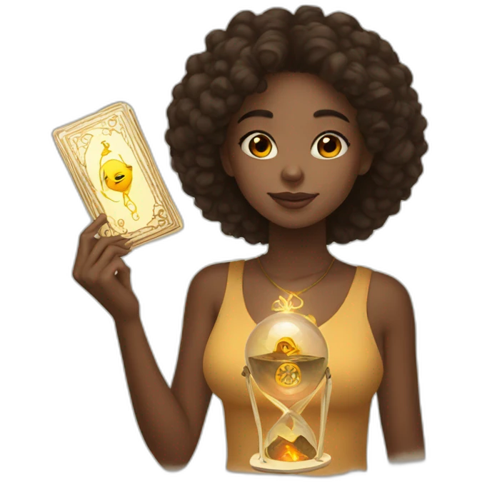 girl with tarot emoji