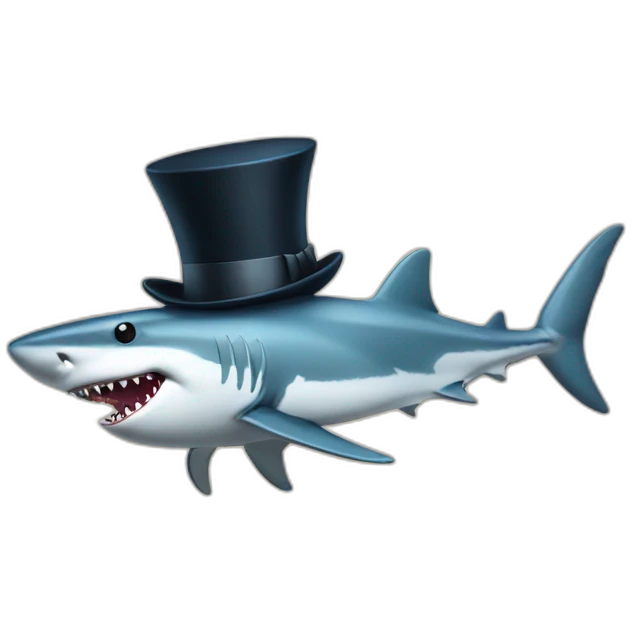 Shark with a top hat emoji