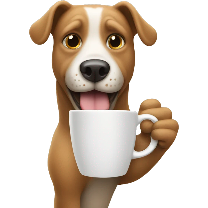 A dog holding a coffee cup emoji